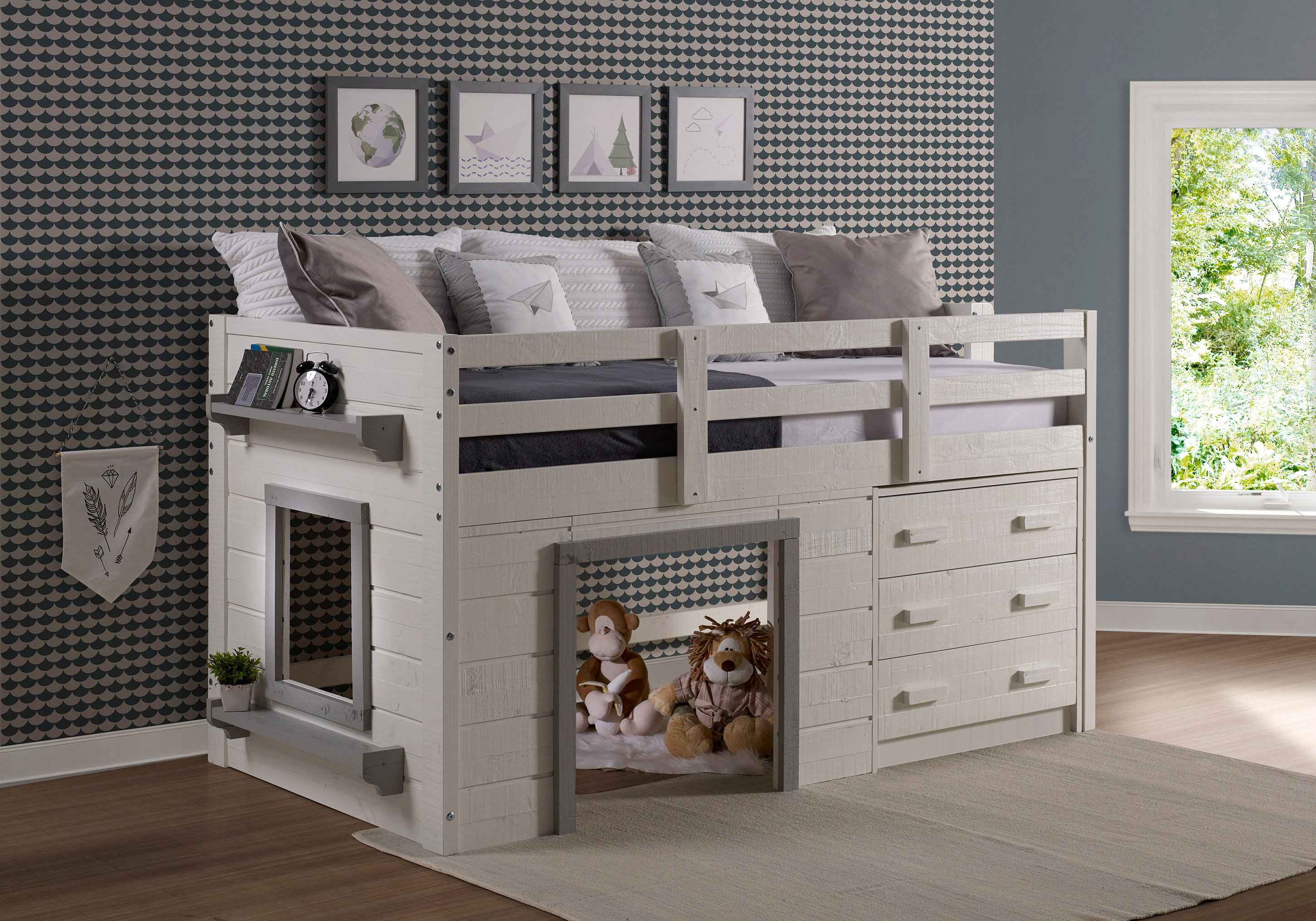 Twin bed with play area underneath cheap